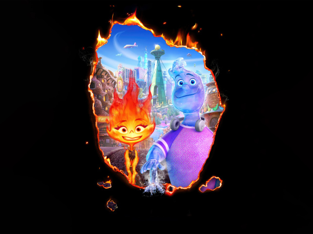 Постер мультфильма Элементарно на черном фоне