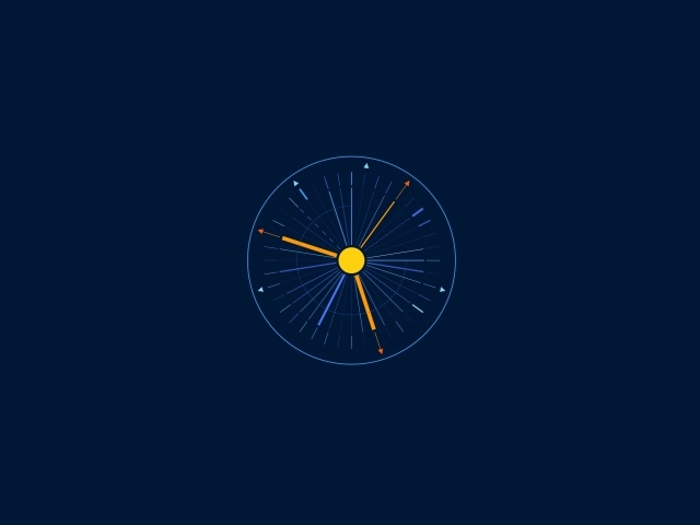 Часы компас на синем фоне