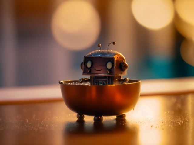 Фигурка маленького робота на столе