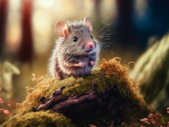 Маленькая мышь в лесу 