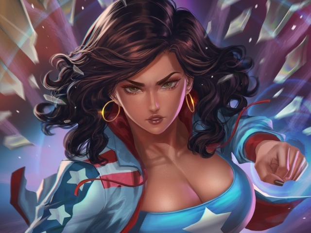 Фантастическая нарисованная девушка супергерой