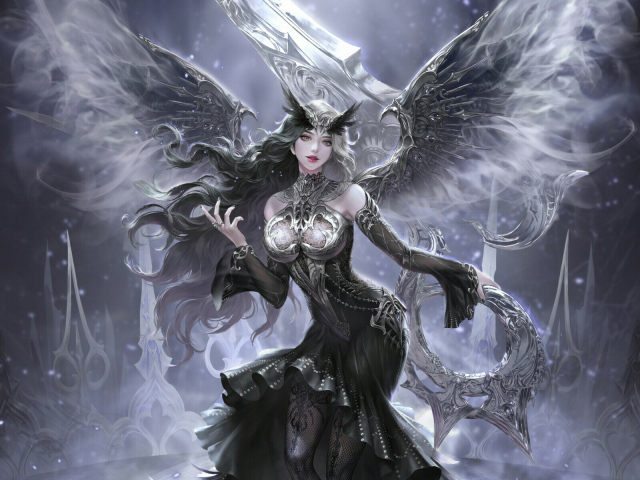 Фантастическая девушка в красивом черном платье