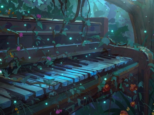 Старый рояль в волшебном лесу