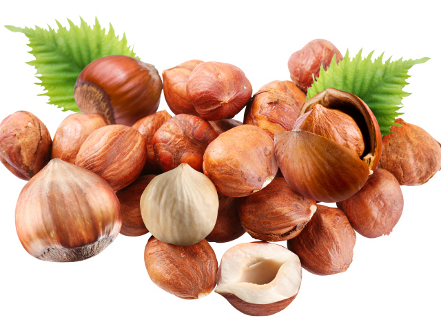 Вкусные лесные орехи на белом фоне