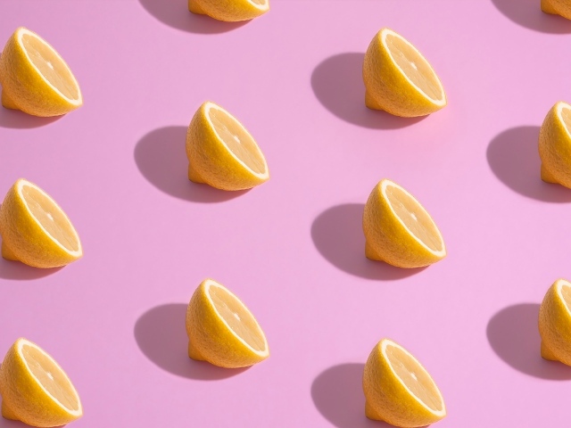 Половинки лимона на розовом фоне