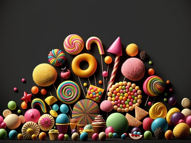 Разноцветные красивые конфеты на черном фоне