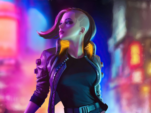 Девушка солдат из компьютерной игры Cyberpunk 2077