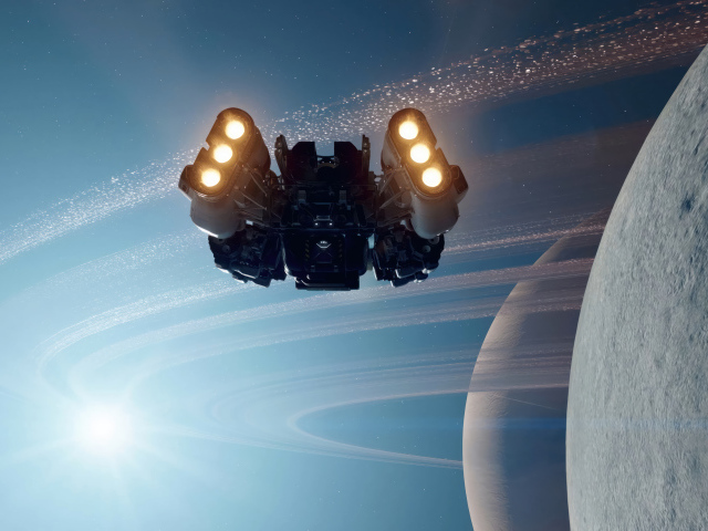 Космический корабль на орбите планеты игра Starfield