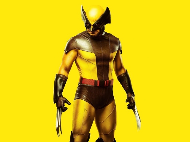 Росомаха персонаж компьютерной игры на желтом фоне