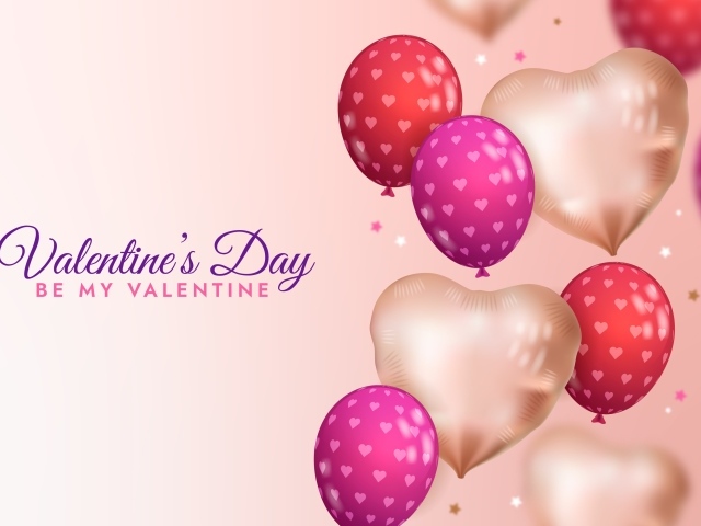 Много воздушных шариков на День Влюбленных