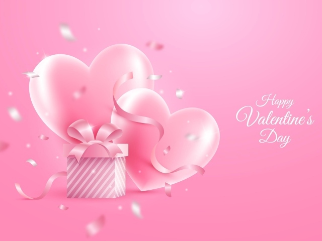 Розовая открытка на день Святого Валентина