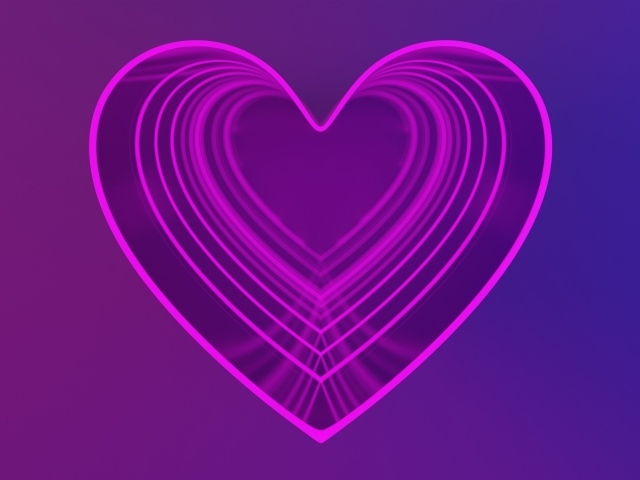 Розовое сердце на фиолетовом фоне