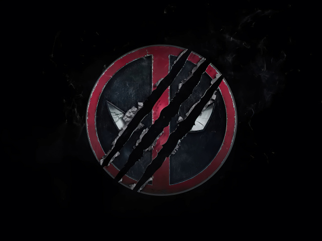 Логотип фильма Дэдпул 3 на черном фоне