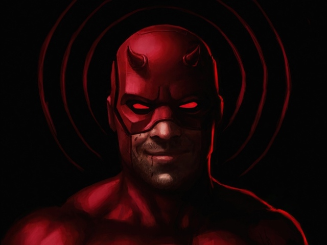 Фантастический персонаж Сорвиголова на черном фоне