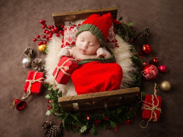 Рождественское фото спящего ребенка