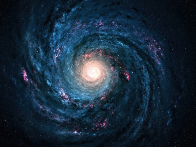 Млечный путь и яркая вспышка в космосе