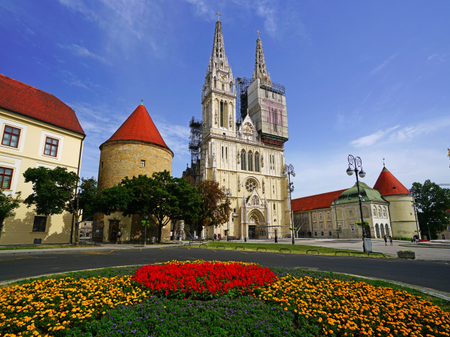 Красивый вид на Загребский собор, Хорватия
