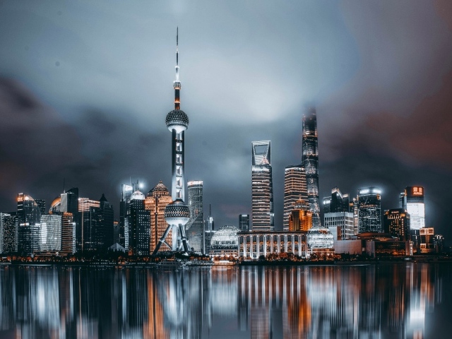 Вид на небоскребы города Шанхай, Китай