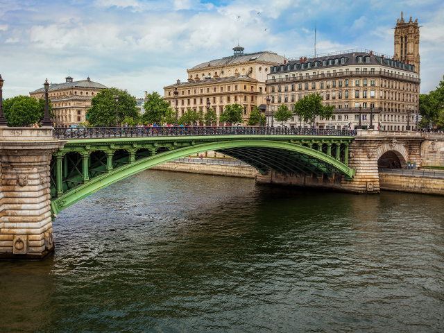 Дома и мост в городе Париж, Франция