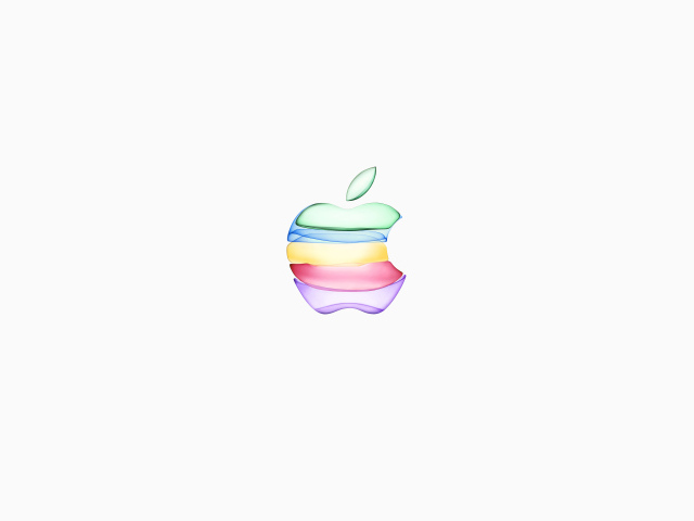 Разноцветный логотип телефона iphone 11 на белом фоне