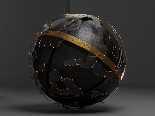 Черный металлический шар с платой