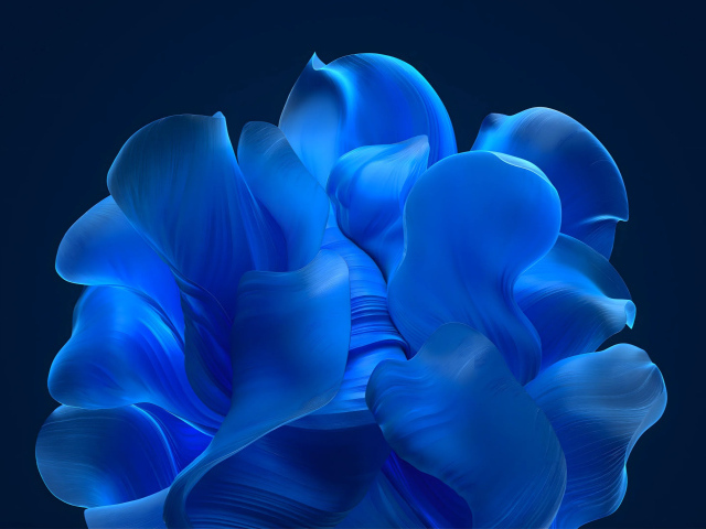 Голубой 3д цветок на синем фоне