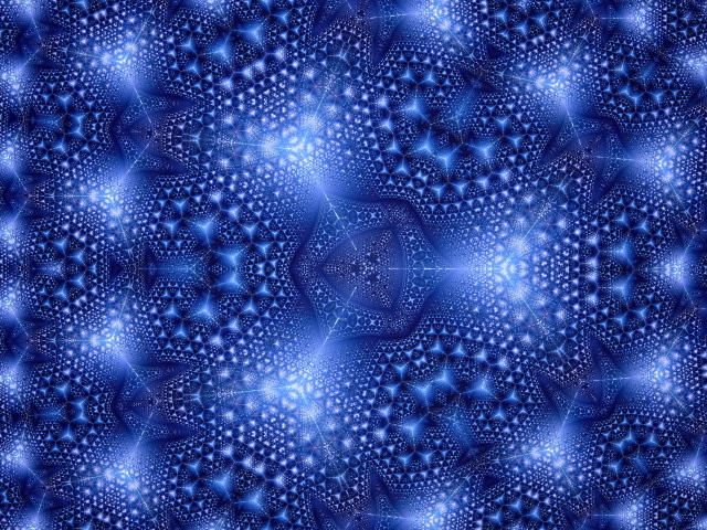 Синий фрактальный рисунок с геометрическими фигурами