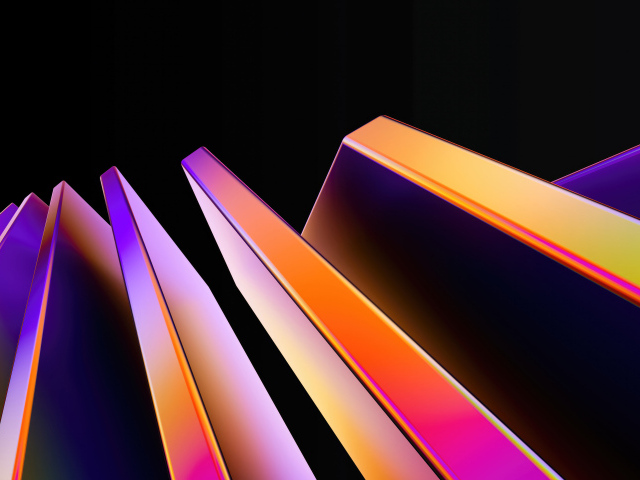 Геометрические неоновые фигуры на черном фоне