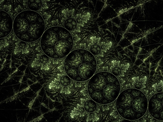 Зеленый растительный узор с кругами