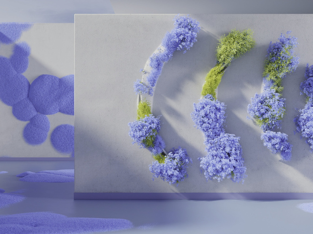 Узоры на стене в серой комнате 3д графика