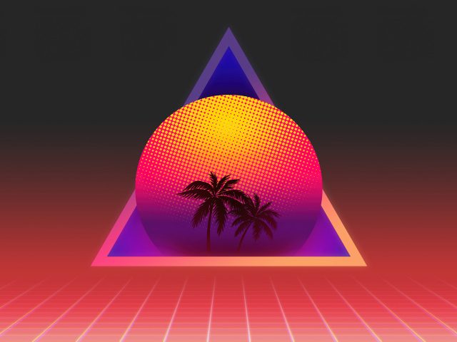 Пирамида с шаром и пальмами