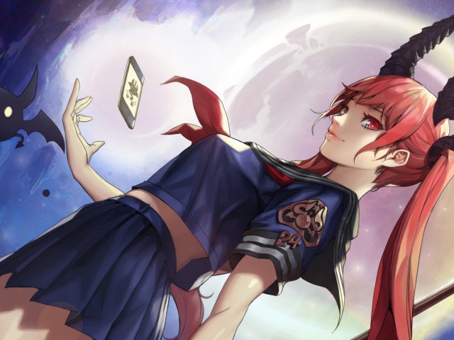 Аниме демон с большими рогами