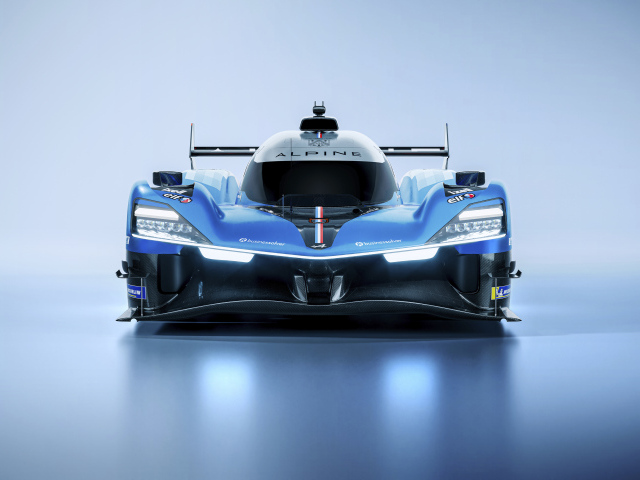 Вид спереди на гоночный автомобиль Alpine A424 2024 года