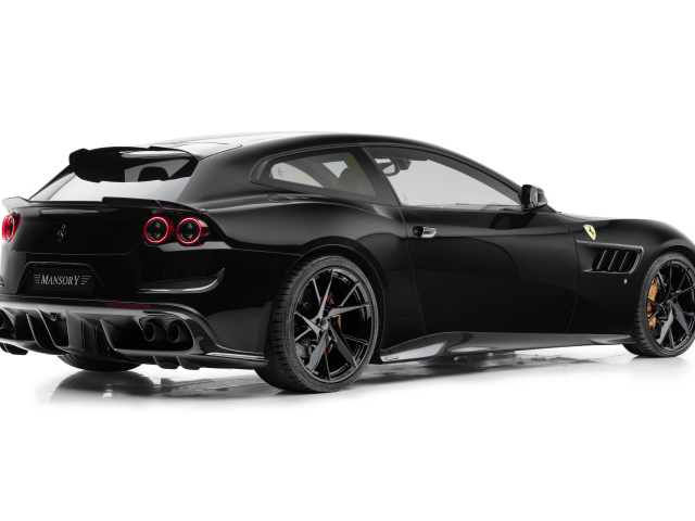 Вид сзади на черный автомобиль  Mansory Ferrari GTC4Lusso 2024 года