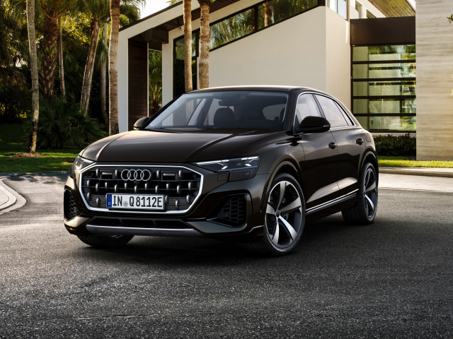 Черный автомобиль  Audi Q8 55 TFSI E Quattro 2024 года