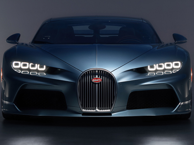 Стильный автомобиль Bugatti Chiron Super Sport 57 One Of One вид спереди