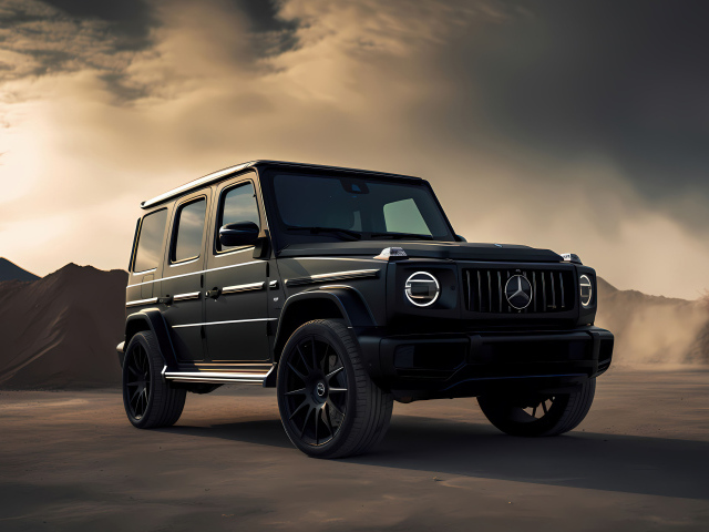 Джип Mercedes-Benz G-Class  под грозовым небом