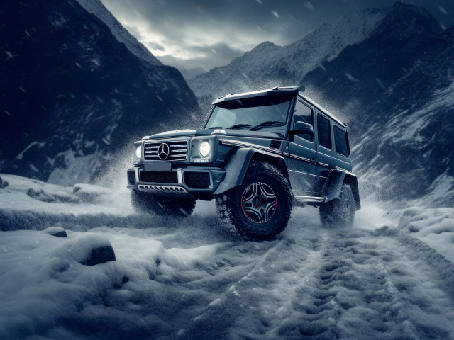 Внедорожник Mercedes-Benz G63 AMG на снегу