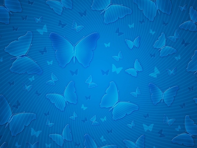 Голубой фон с нарисованными бабочками