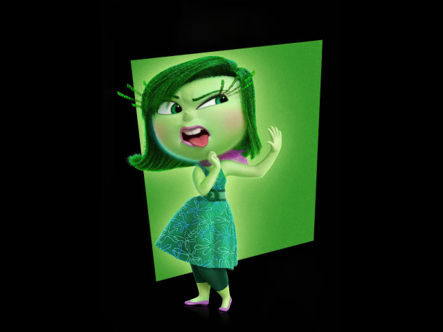 Персонаж Брезгливость нового мультфильма Головоломка 2 на черном фоне, 2024