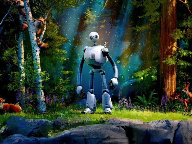 Робот в лесу в новом мультфильме Дикий робот, 2024
