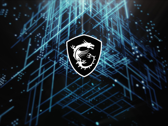 Логотип msi на неоновом фоне с линиями