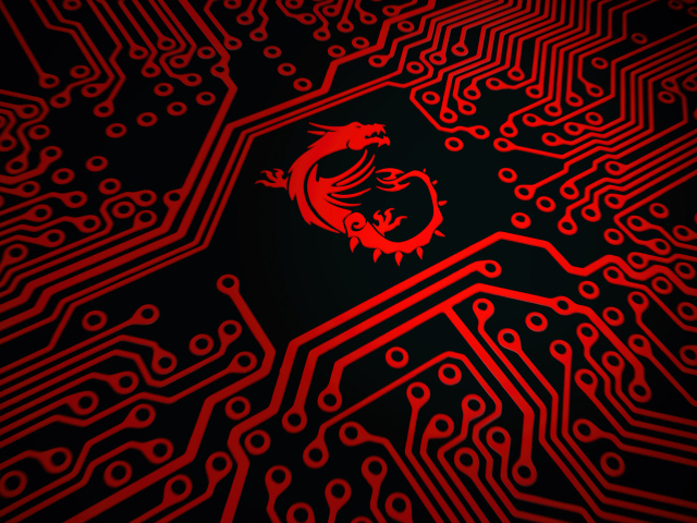 Красный дракон логотип msi на плате
