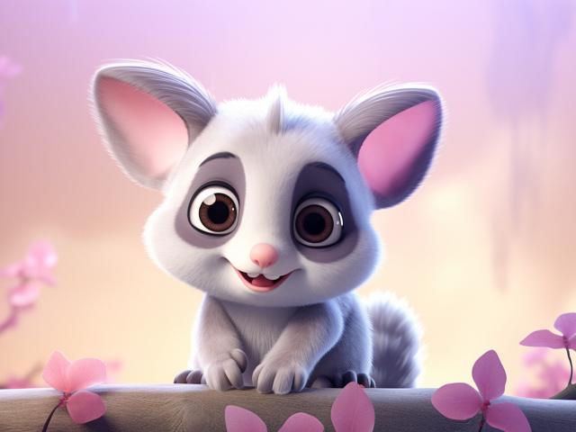 Маленький серый нарисованный опоссум