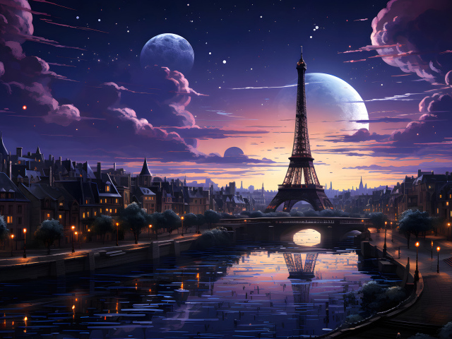 Нарисованный вид на Париж