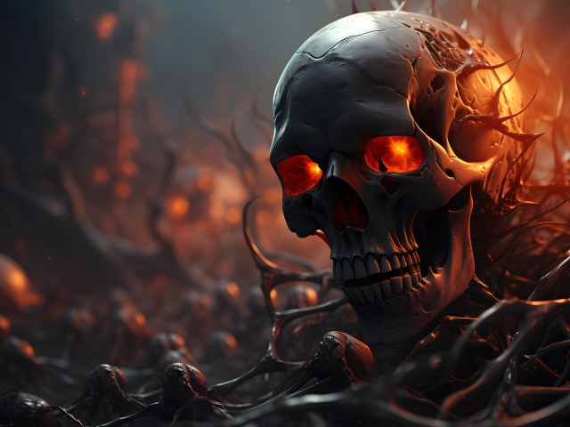 Череп с огненными глазами