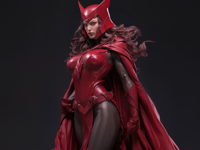 Девушка супергерой в красном костюме