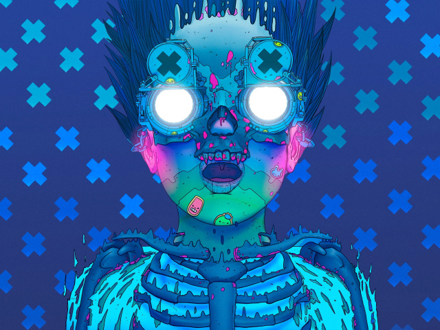 Человек с очками на синем фоне