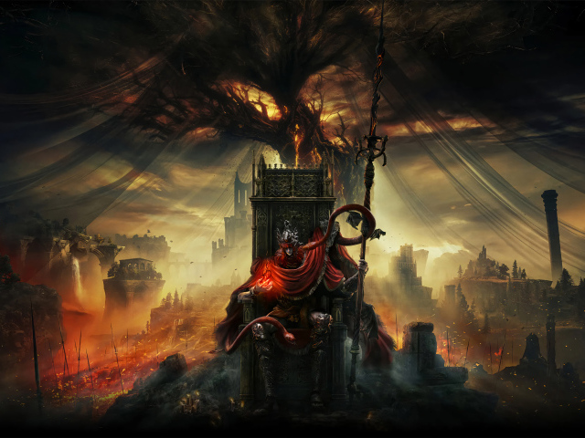 Персонаж на троне новая компьютерная игра Elden Ring: Shadow of the Erdtree