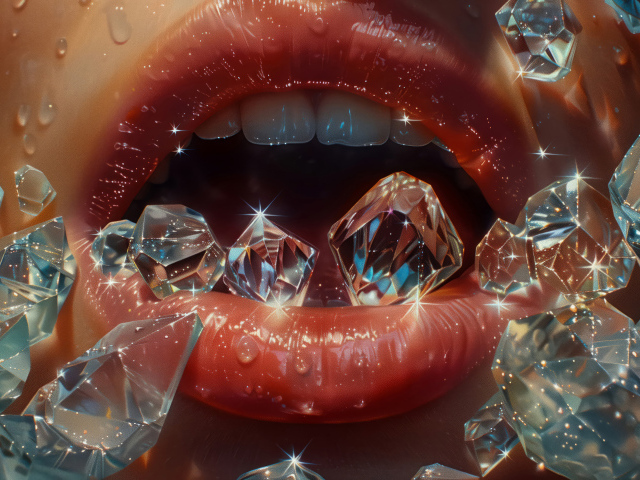 Женские губы с бриллиантами